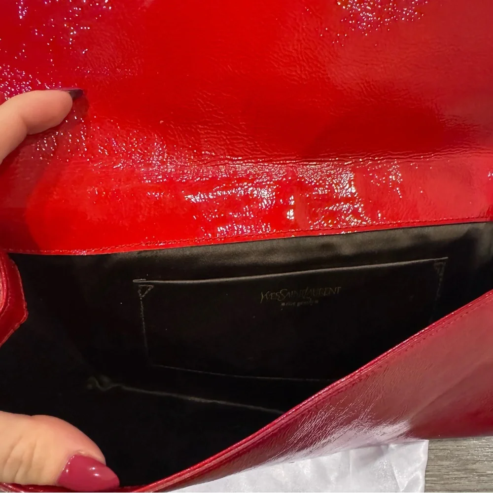 Yves Saint Laurent Glossy Red Clutch - Picture 5 of 10